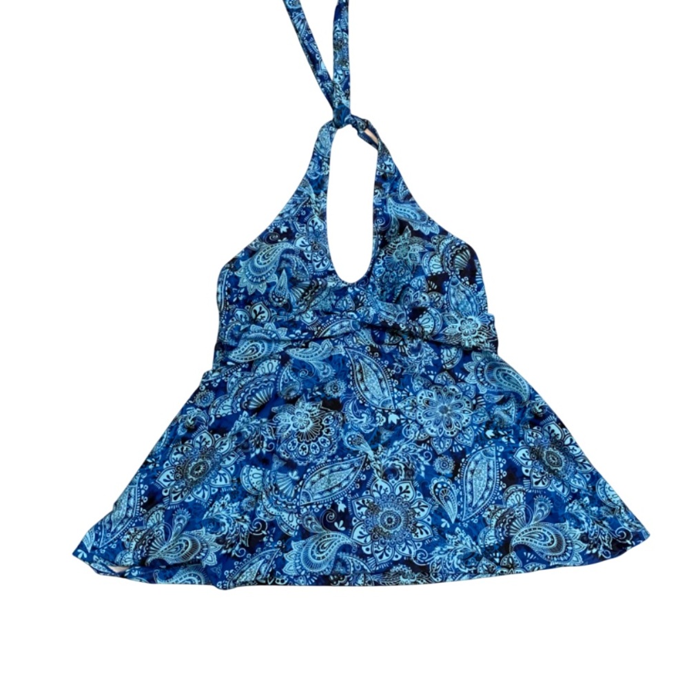 Blue Paisley Halter Swim Top